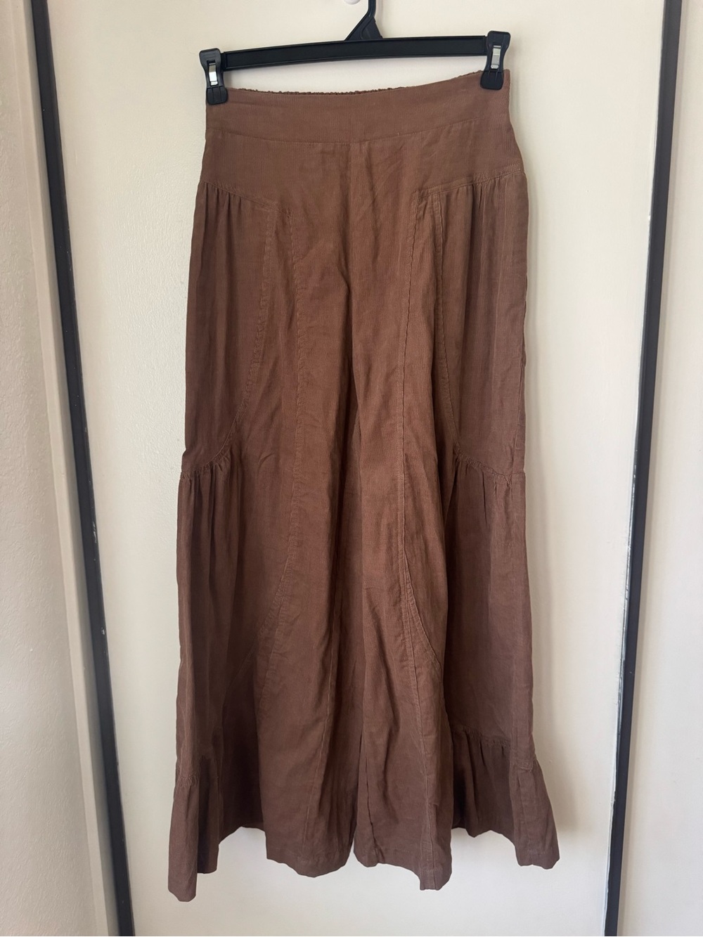 Cotton Corduroy Wide Leg Ruffle Pants